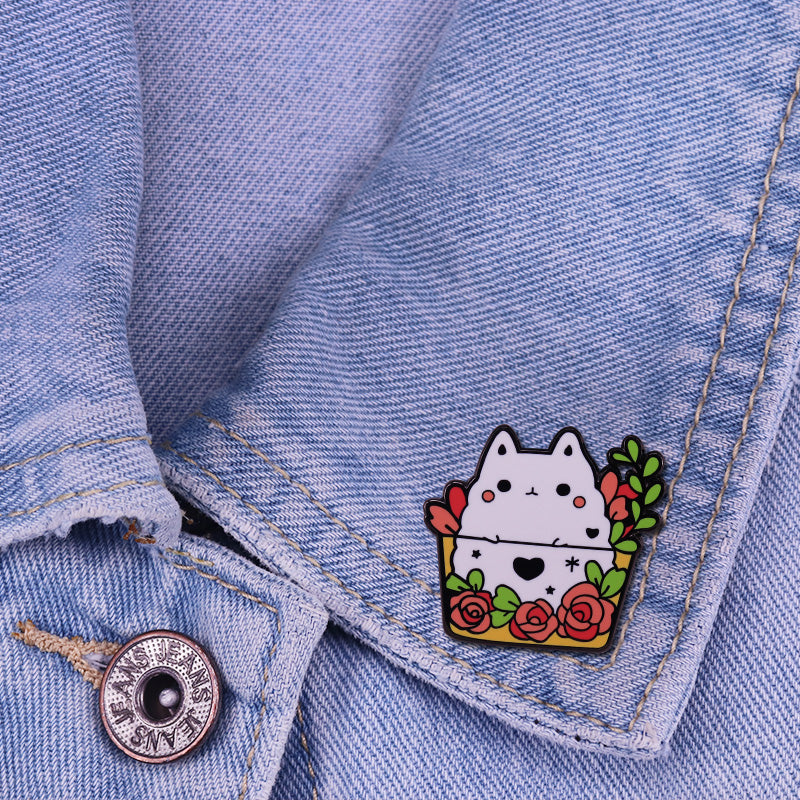 Flowerpot Cat Pin