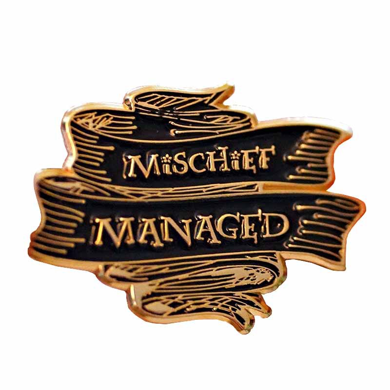 front view of Harry Potter'S Mischief Managed Spell Pin