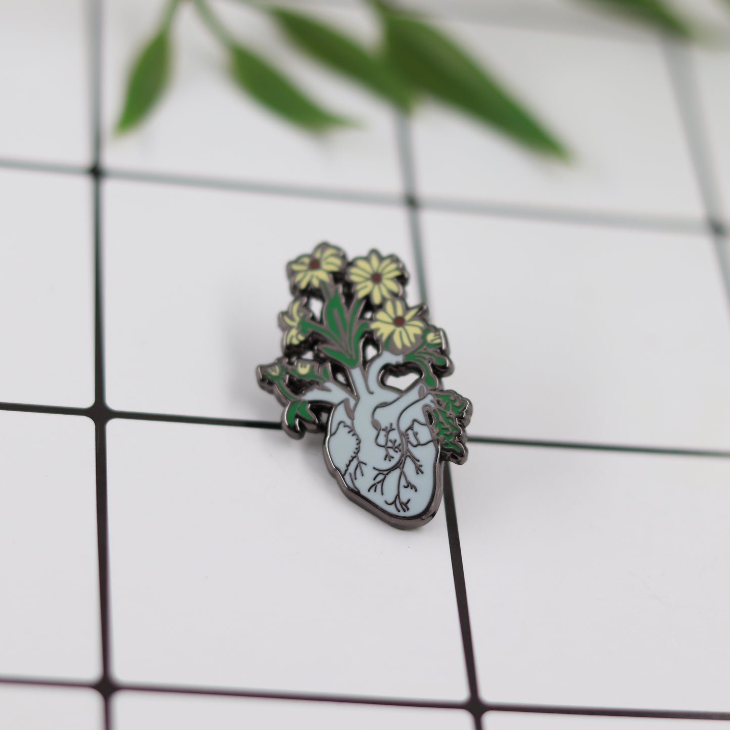 Flower Heart Art Human Organs Pin