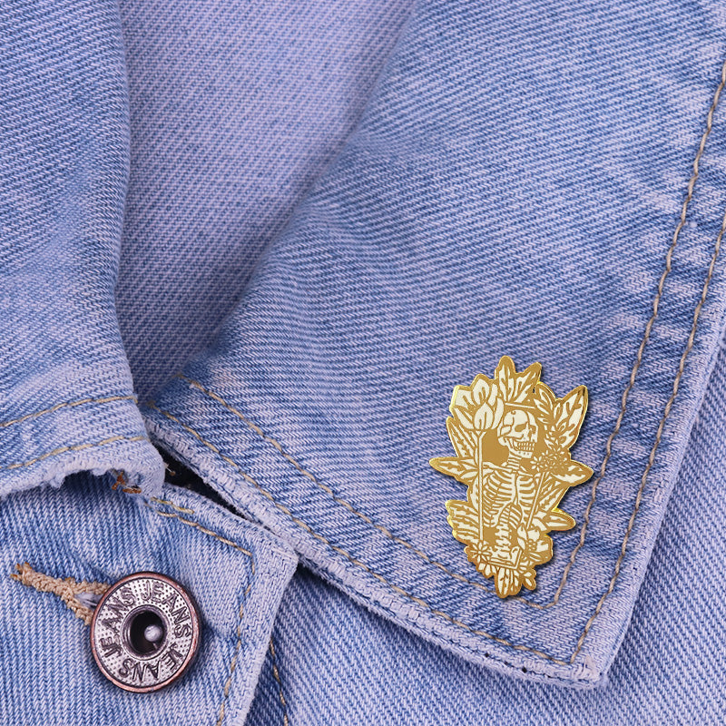 Halloween Art Flower Skull Pin
