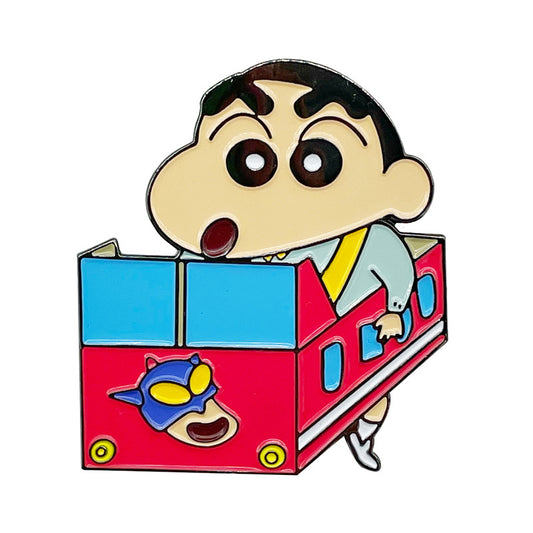 Crayon Shin-chan Dynamic Superman Cardboard Toy Cartoon Pin