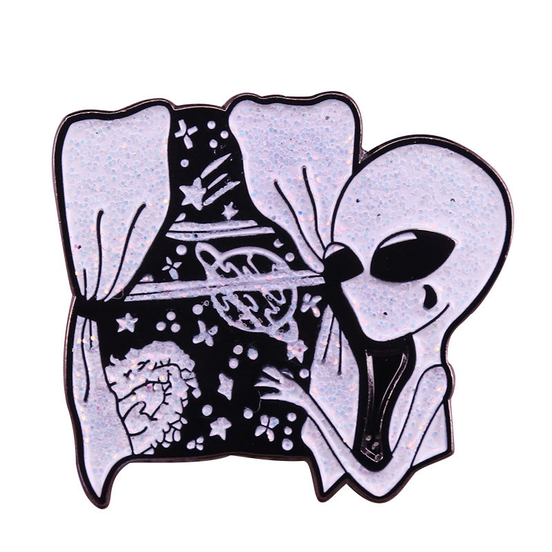 front view of Sad Et Planet Space Pin