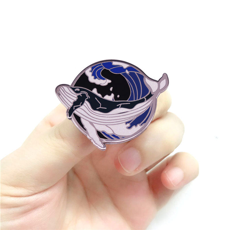 Blue Whale And Waves Pin