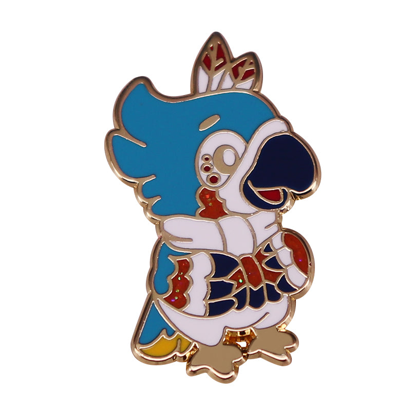 front view of Parrot And Bow Adult Children Accessories Pin