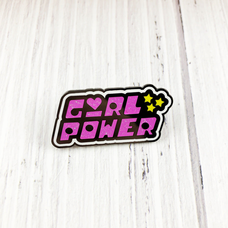 Girl Power Feminist European and American Text Letter Accessories Pin