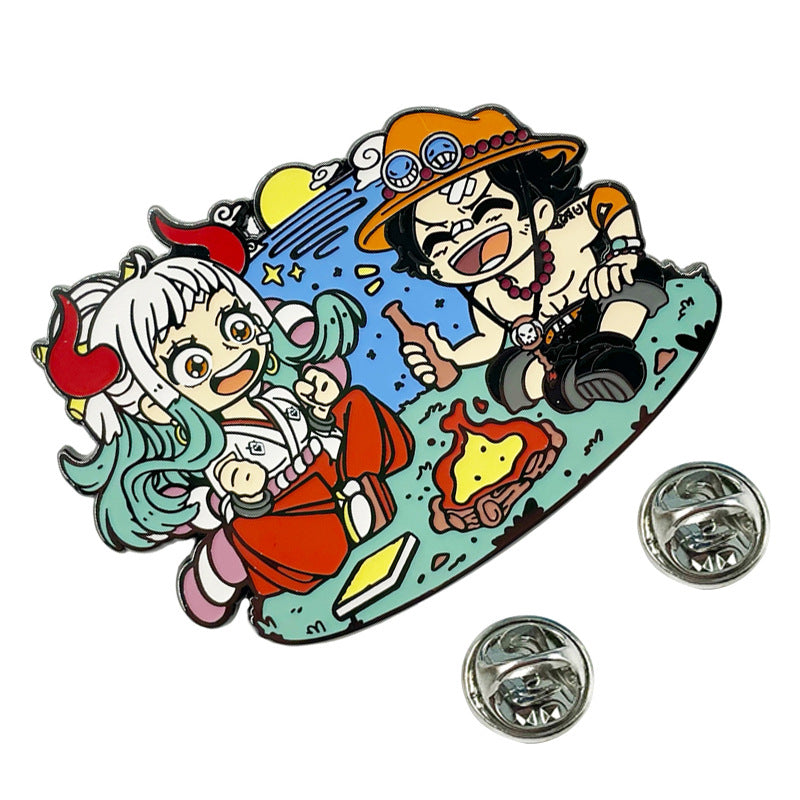One Piece Yamato and Ace Cartoon Pin