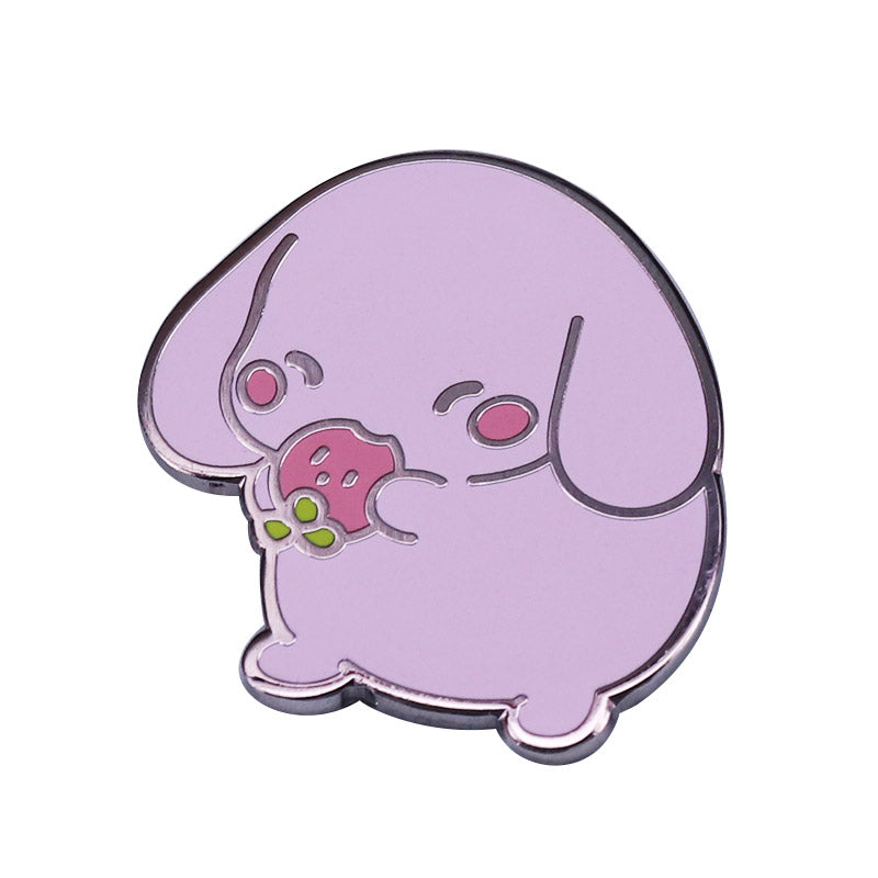 front view of Strawberry Dog Pin