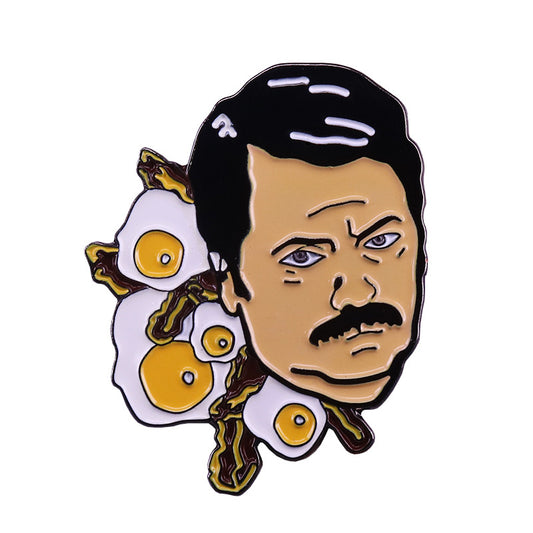 Ron Swanson Bacon And Eggs Funny Pin