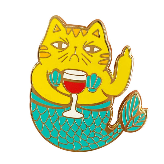 Drunken Mermaid Cat Pin
