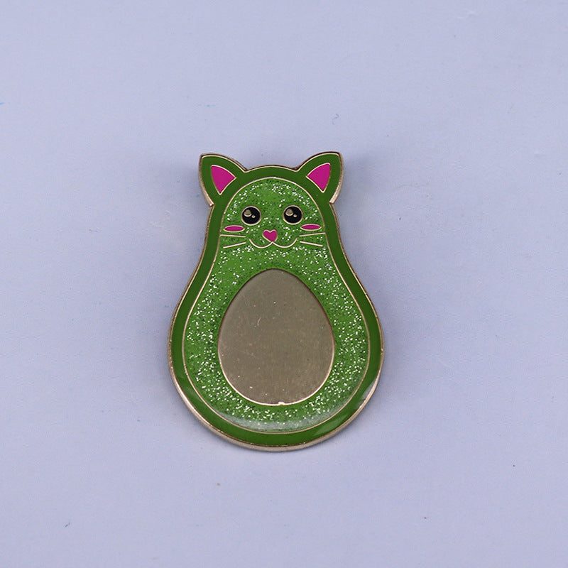 Glittering Avocado Cat Pin