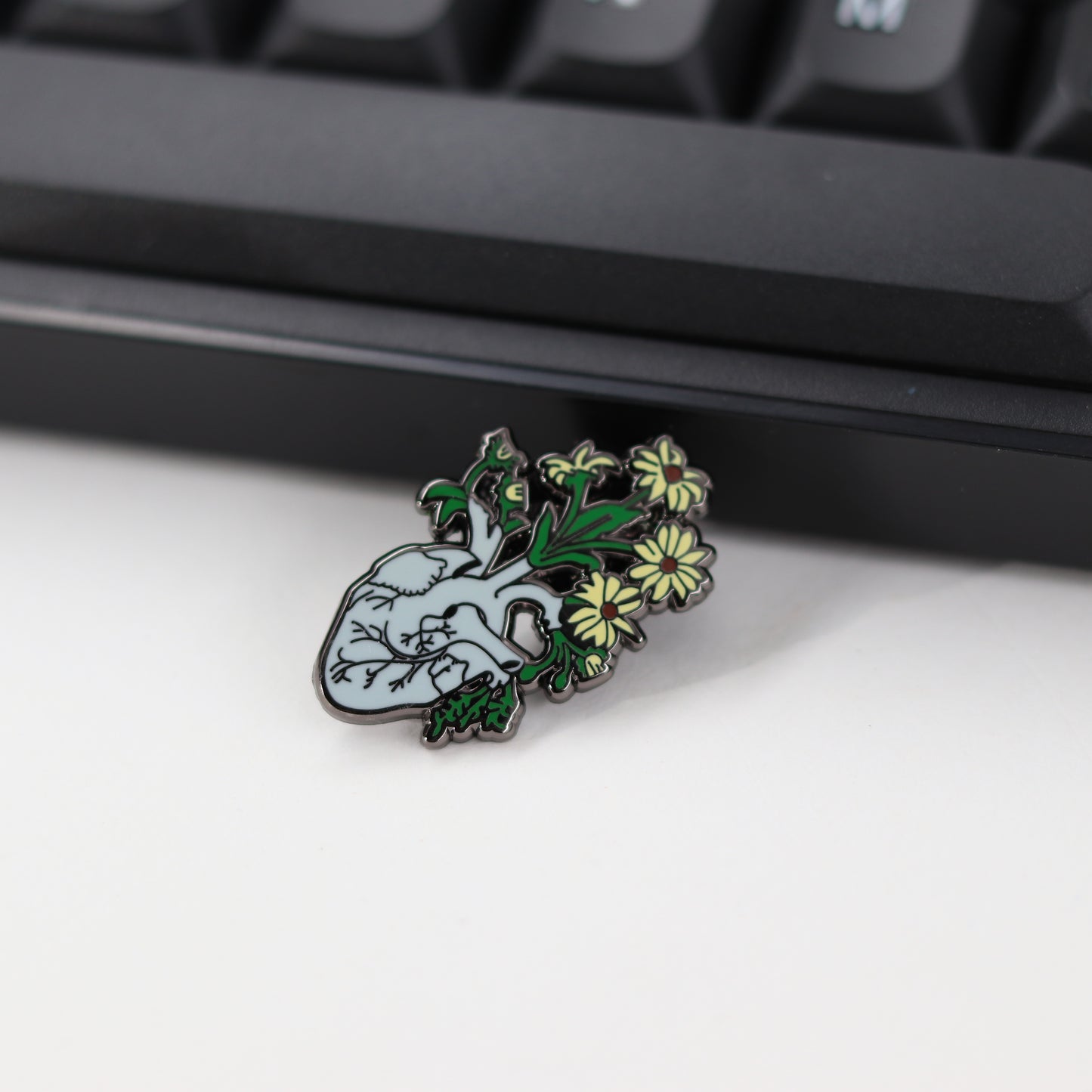 Flower Heart Art Human Organs Pin