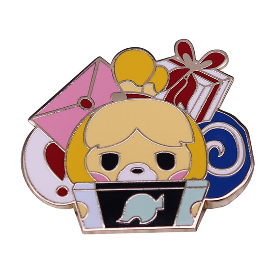 front view of Animal Crossing Isabelle Island Pin