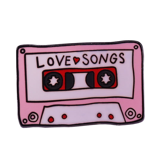 Pink Nostalgic Retro Love Song Cassette Pin