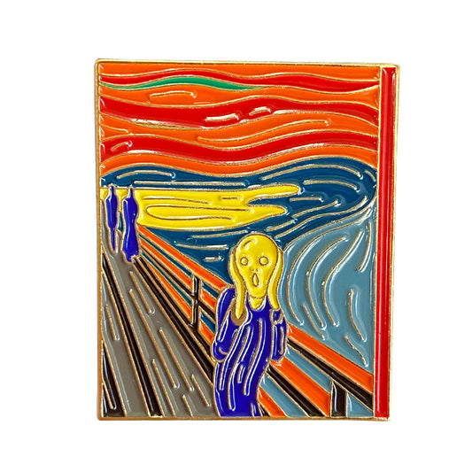 front view of Art Pays Tribute To Edvard Munch'S Masterpiece "The Scream" Pin