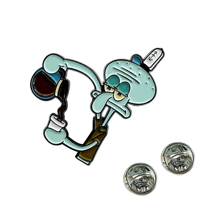 Squidward Pouring Coffee SpongeBob SquarePants Animation Pin