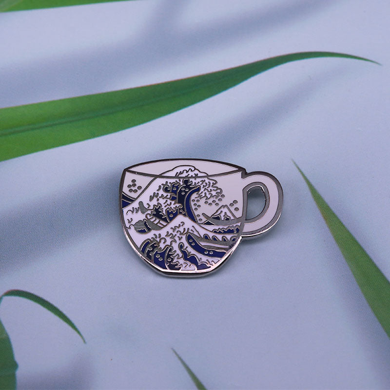 The Great Wave Off Kanagawa In A Cup Pin