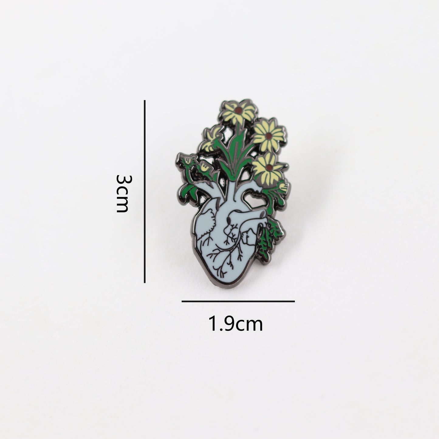 Flower Heart Art Human Organs Pin