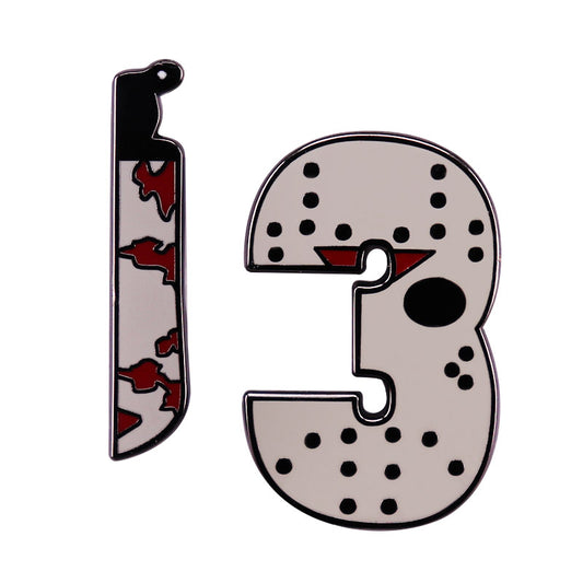 Friday The 13Th Jason'S Mask And Knife Pin