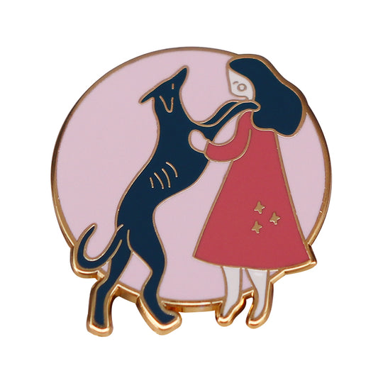 The Little Girl And The Greyhound Pin