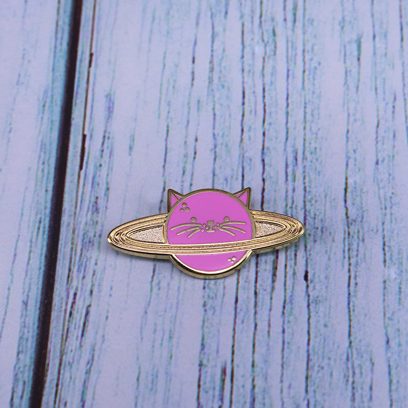 Space Planet Saturn Cat Pin