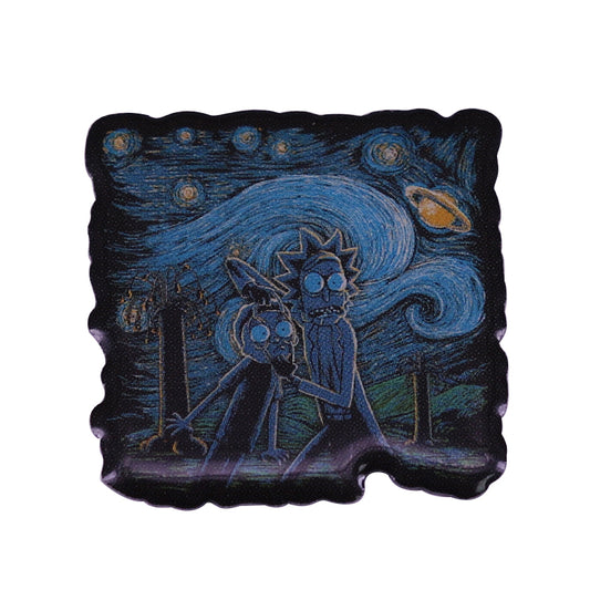 Rick And Morty And Vincent Van Gogh'S Painting The Starry Night Pin