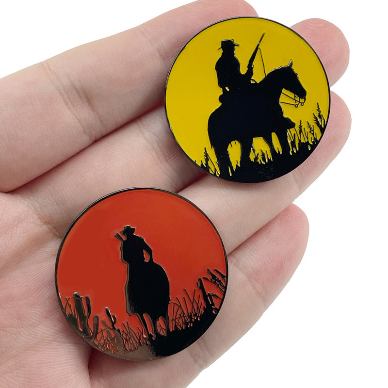 Red Dead Redemption 2 Western Cowboy Silhouette Luminous Game Pin