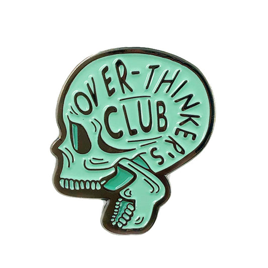 Overthinkers Club Anxiety OCD Skull Pin