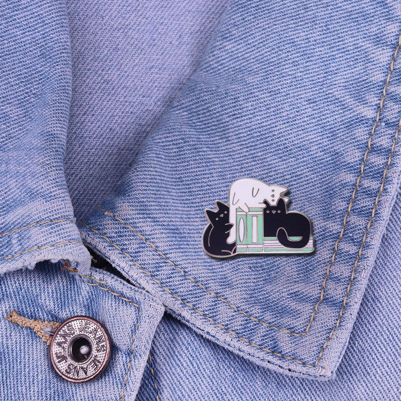 Cats And Books Pin