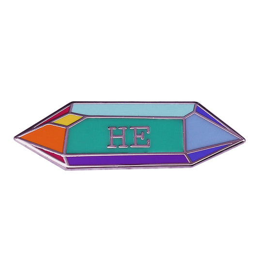 Gender Pronoun Colored Crystal Pin