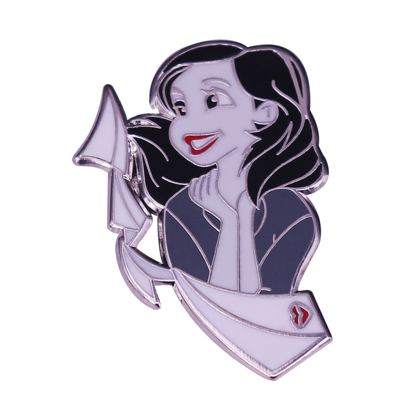 front view of Pixar Paper Man Girl Gives You My Love Pin