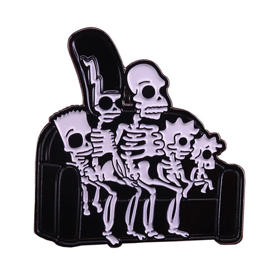 The Simpsons In X-Ray: The Creepy Skeleton Family Pin