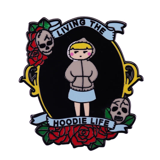 Hoodie Life Skull Flower Introvert Accessories Pin