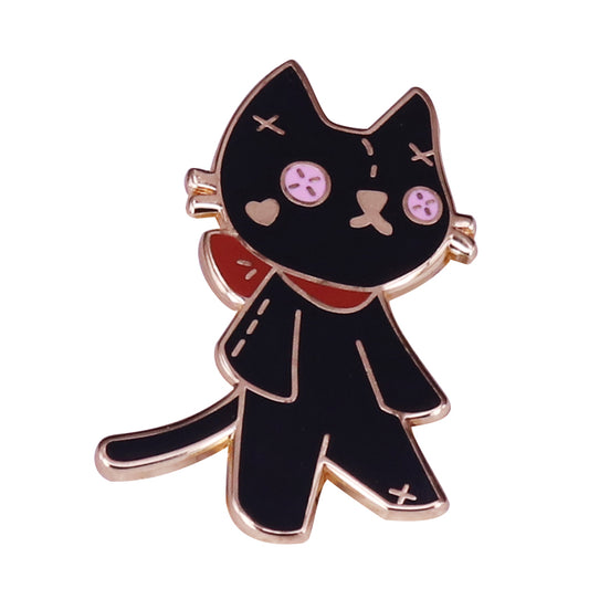Stitched Black Cat Pin