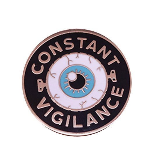 front view of Always Be Wary - The Bizarre Anatomical Eyeball Pin