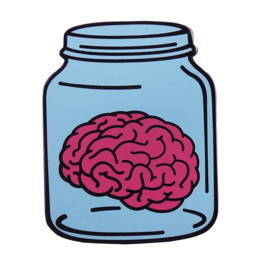 front view of Anatomical Brain In A Jar Pin