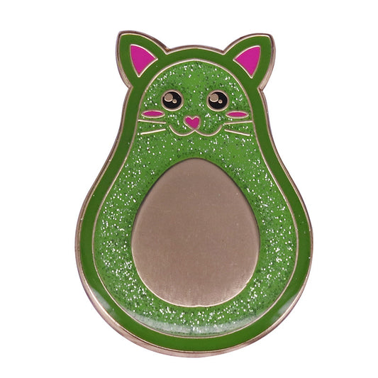 Glittering Avocado Cat Pin
