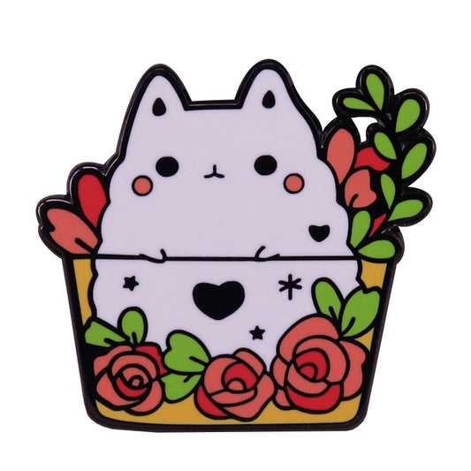 Flowerpot Cat Pin