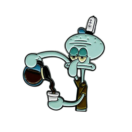 Squidward Pouring Coffee SpongeBob SquarePants Animation Pin