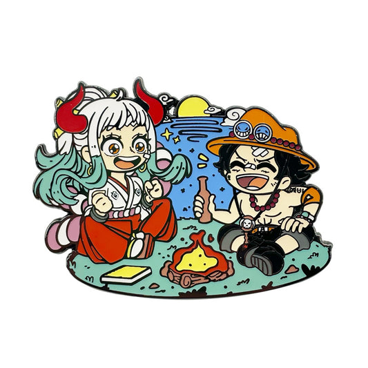 One Piece Yamato and Ace Cartoon Pin
