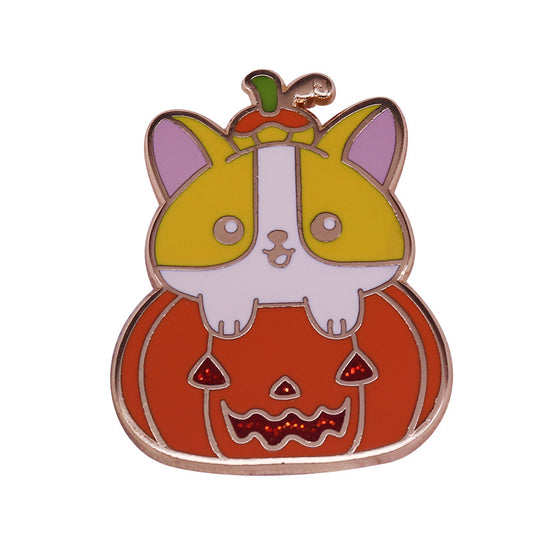 Corgi Pumpkin Puppy Pin