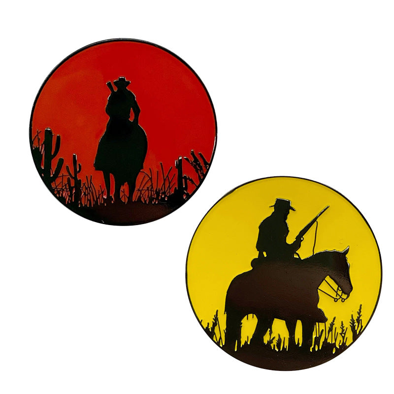 Red Dead Redemption 2 Western Cowboy Silhouette Luminous Game Pin
