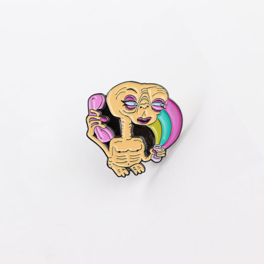 Human Skull Funny Alien Phone Call Pin