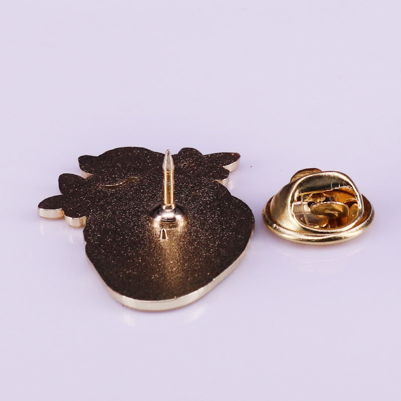 Black Anatomical Heart And Flowers Pin
