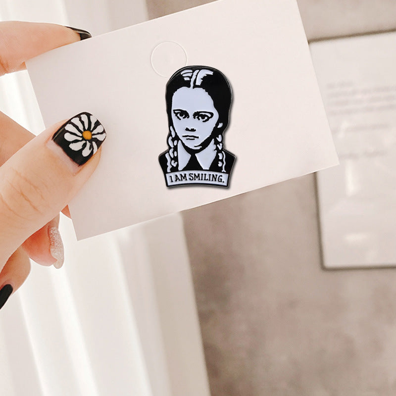 I'M Smiling Wednesday Addams Pin