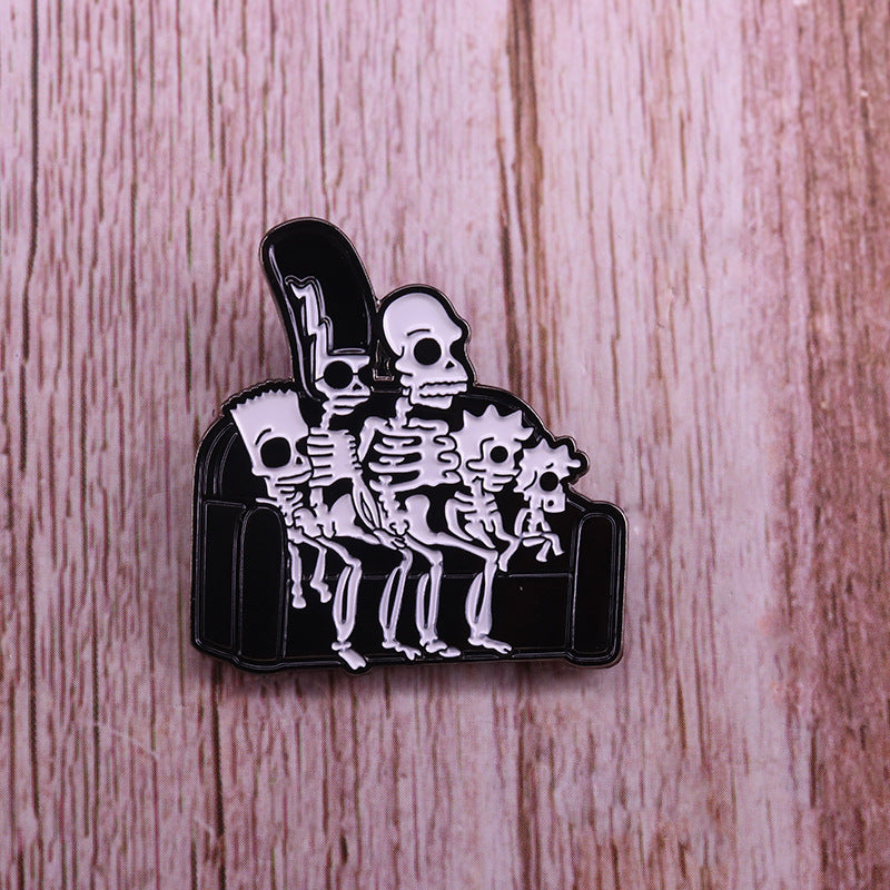 The Simpsons In X-Ray: The Creepy Skeleton Family Pin