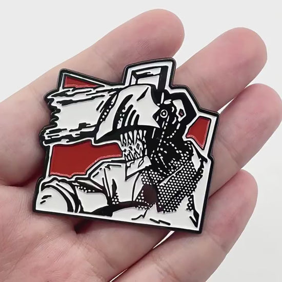 video of Chainsaw Man Denji Power Manga Style Black and White Pin