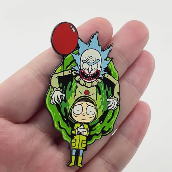 video of Rick and Morty Pennywise-style Clown Pin