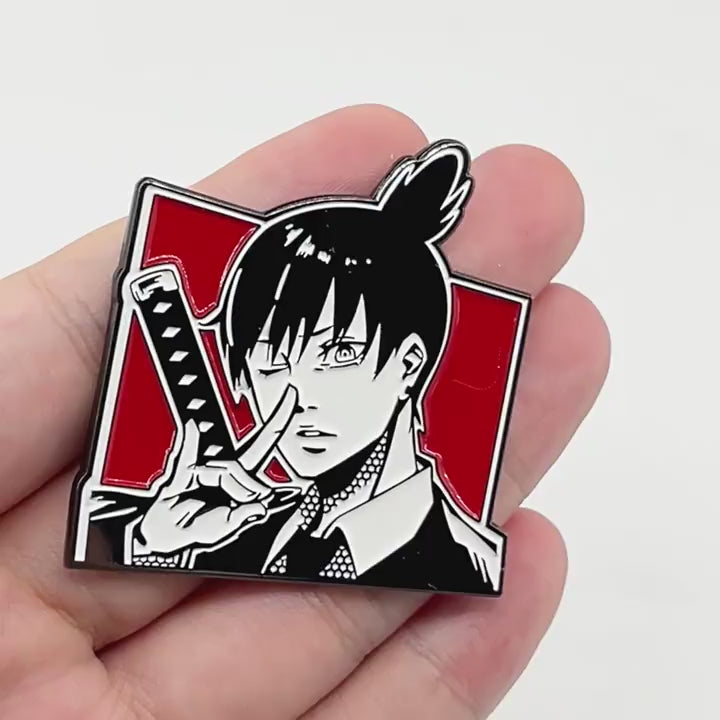video of Chainsaw Man Aki Hayakawa Black and White Manga Style Pin