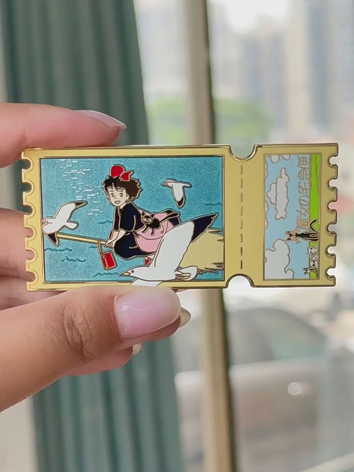 video of Kiki's Delivery Service Ticket Stub Pin