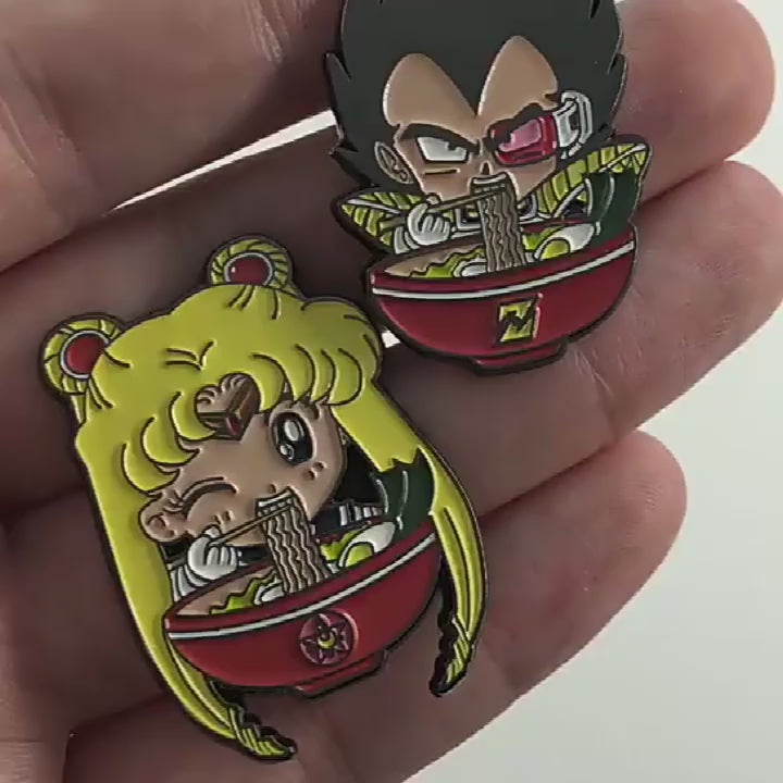 video of Sailor Moon Dragon Ball Vegeta Eating Noodles Cartoon Pin